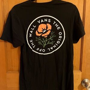 Vans Black Tee with Orange Floral Graphic